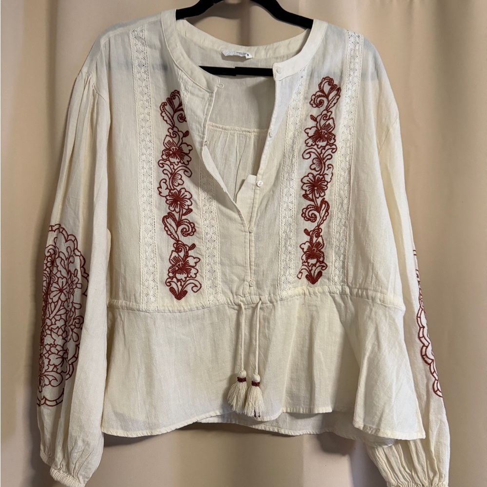 Zara embroidered blouse